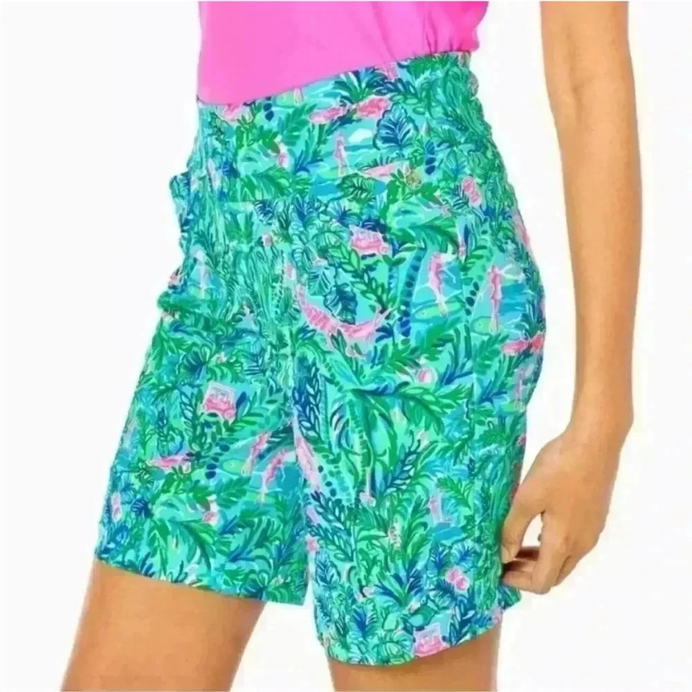Lilly Pulitzer Luxletic Reid Short UPF‎ 50+ Blue Horizon Par Fection Golf 0
